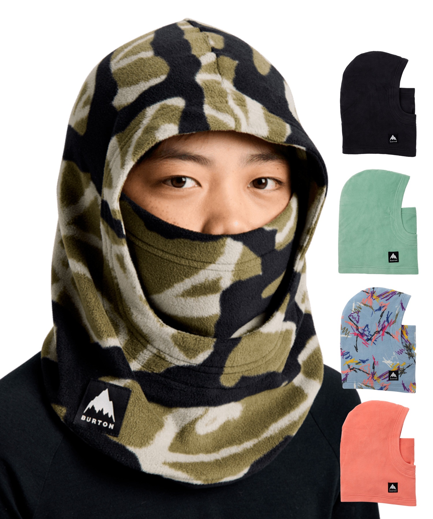【早期購入/店頭受取対象外】BURTON バートン スノーボード フードウォーマー ネックウォーマー キッズ Kids' Burke Hood ヘルメット対応 25-26モデル MM G18(GRAFFITICAMO-1SZFITALL)