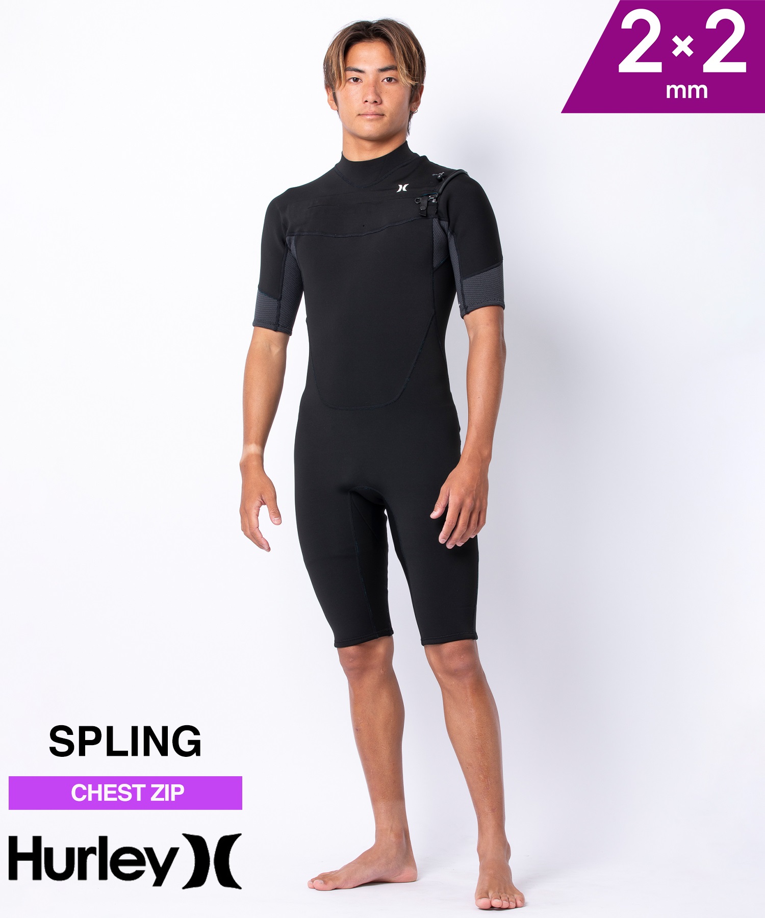 HURLEY ハーレー アドバンテージ プラス MZSPAD25 ウェットスーツ スプリング メンズ(BLACK-M)