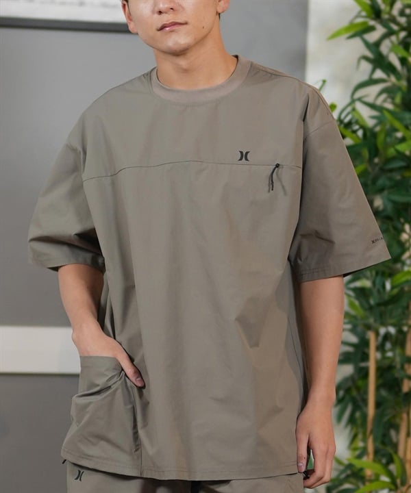 Hurley ハーレー 半袖 Tシャツ メンズ ワンポイント ロゴ オーバーサイズ 水陸両用 UVカット セットアップ対応 MUSS251021