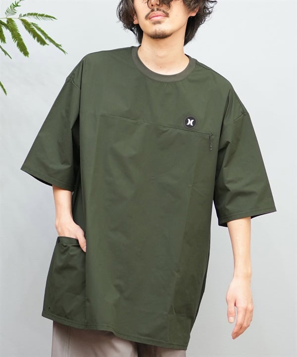 Hurley ハーレー 半袖 Tシャツ メンズ ワンポイント ロゴ オーバーサイズ 水陸両用 UVカット セットアップ対応 MUSS251021