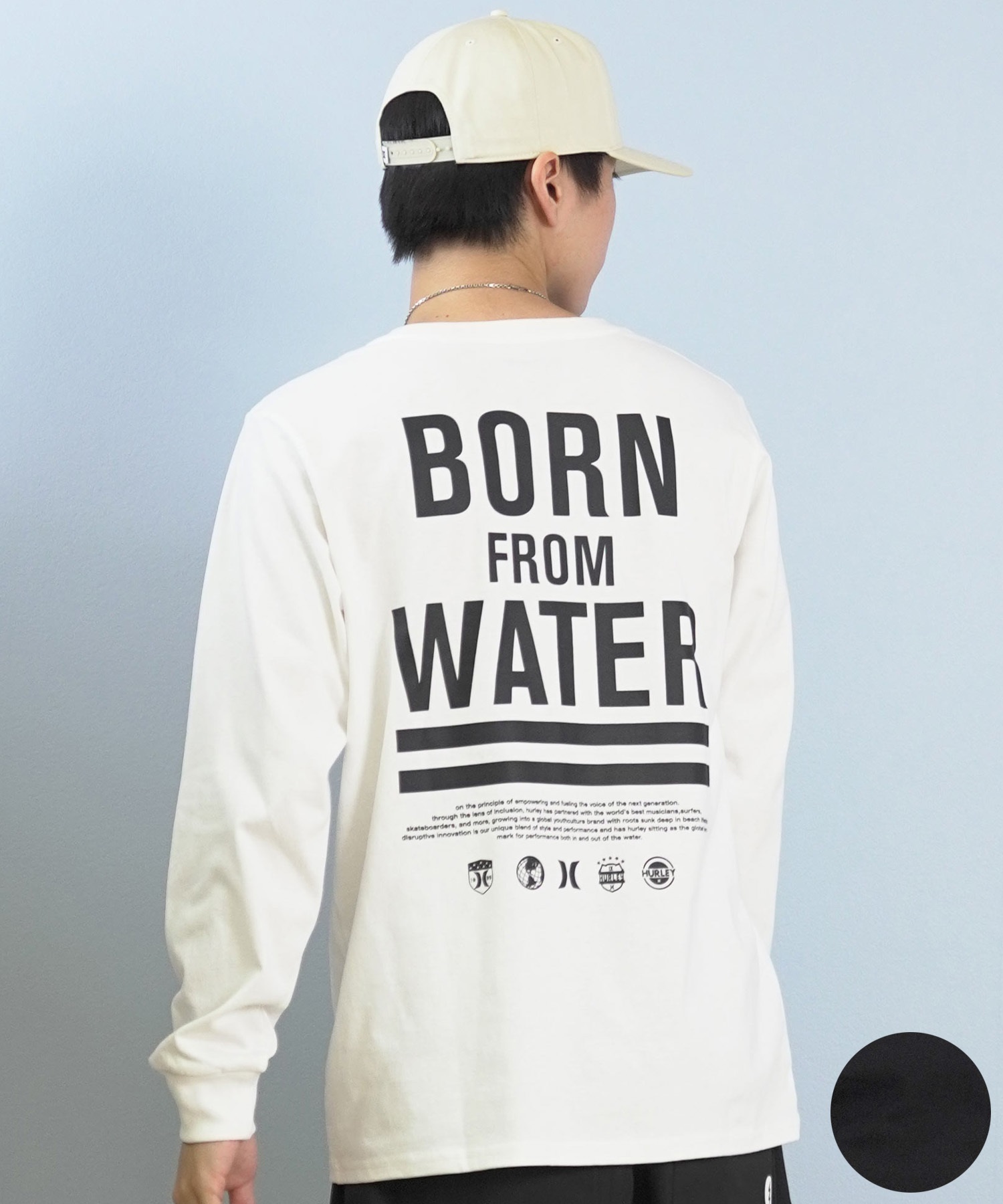 【平本蓮着用】VULTURES 長袖Tシャツ アイボリー　サイズ2 Hurley ハーレー 長袖 Tシャツ ロンT メンズ レギュラーフィット BORN