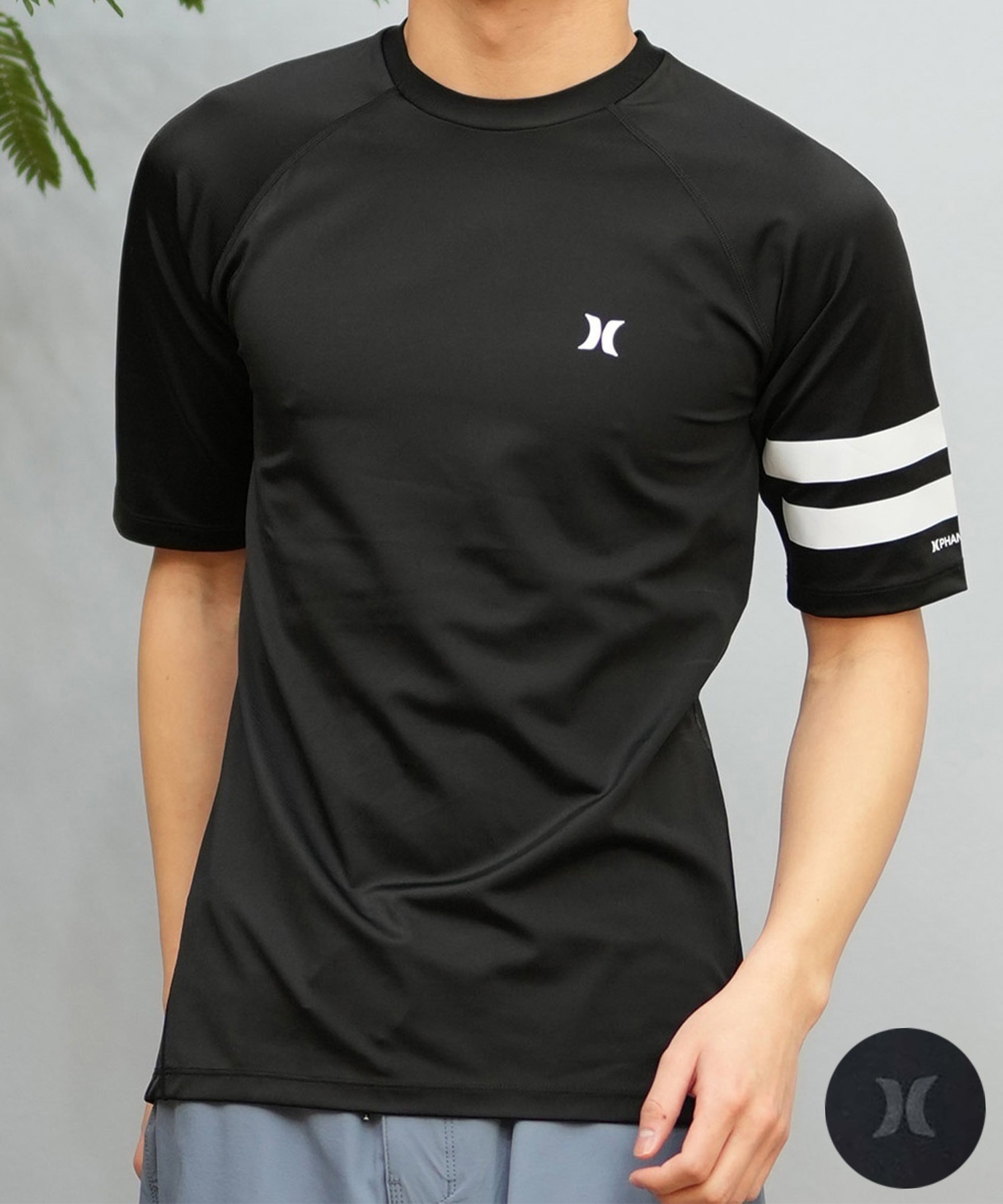 Hurley ハーレー 水着 ラッシュガード 半袖 Tシャツ メンズ ロゴ シンプル MSRG251004(BKBK-M)