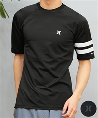 Hurley ハーレー 水着 ラッシュガード 半袖 Tシャツ メンズ ロゴ シンプル MSRG251004(BKBK-M)