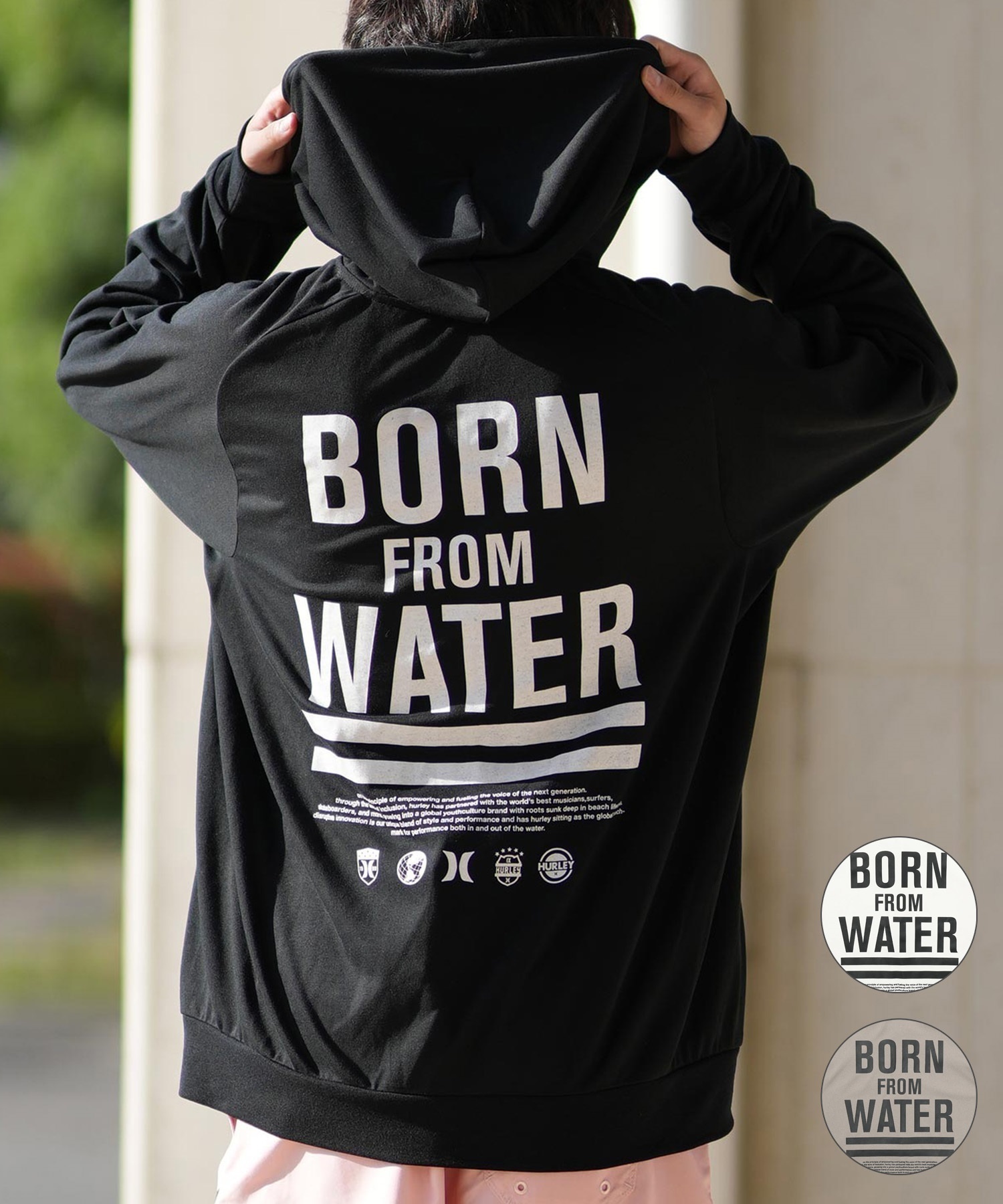 Hurley ハーレー 水着 ラッシュガード 長袖 ジップアップ パーカー メンズ バックプリント 水陸両用 吸水速乾 UVカット MUFZ251015(WHT-M)