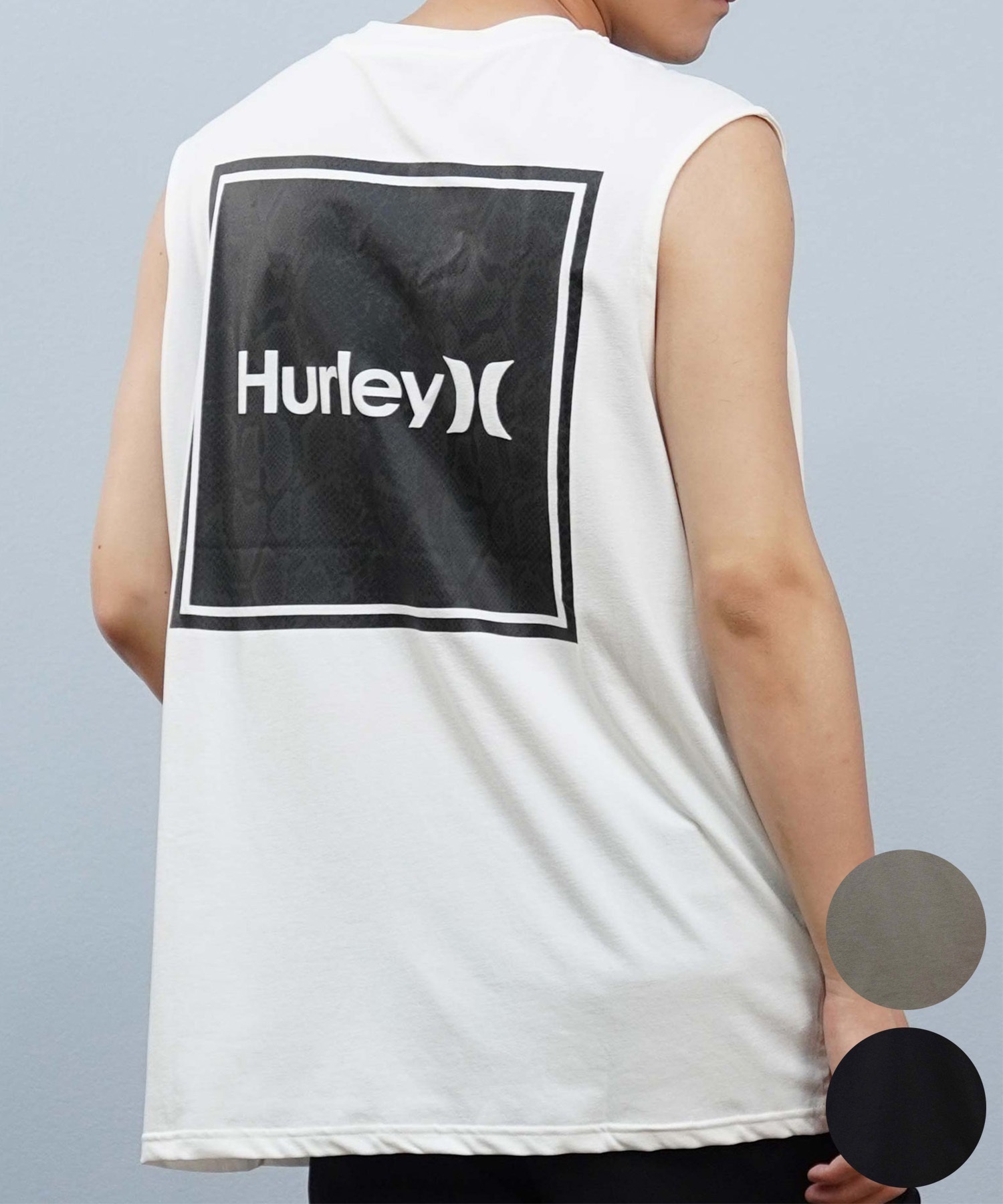 Hurley ハーレー 水着 ラッシュガード タンクトップ メンズ UVカット バックプリント ロゴ MUSL251082(BLK-M)