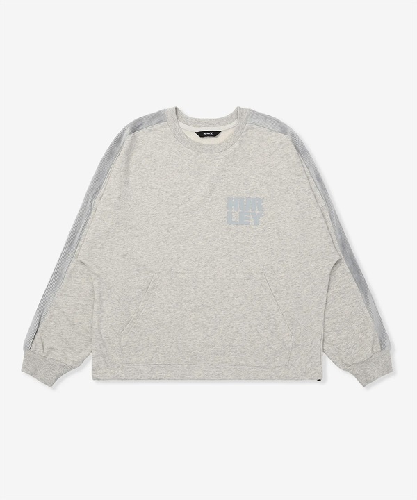 Hurley ハーレー トレーナー スウェット レディース クルーネック ロゴ 袖ライン 裾ドローコード 異素材ミックス 裏毛 セットアップ対応 WCFL252021