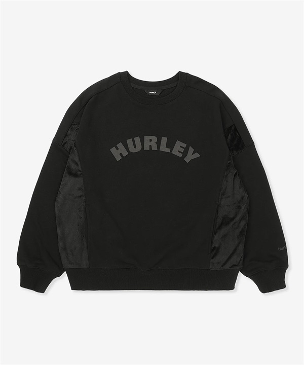 Hurley ハーレー トレーナー スウェット レディース クルーネック ロゴ 袖ライン 異素材ミックス 裏毛 セットアップ対応 WCFL252022