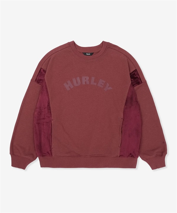 Hurley ハーレー トレーナー スウェット レディース クルーネック ロゴ 袖ライン 異素材ミックス 裏毛 セットアップ対応 WCFL252022