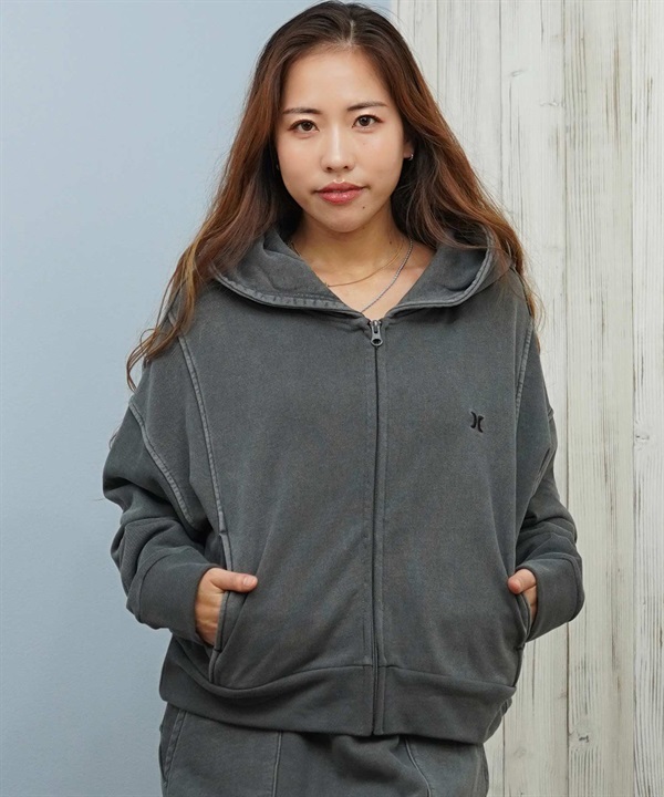 Hurley ハーレー ジップアップ パーカー レディース ワンポイント ロゴ 裏毛 SWEAT PIGMENT FZ HOODIE WCFF252030