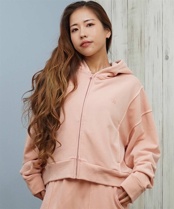 Hurley ハーレー ジップアップ パーカー レディース ワンポイント ロゴ 裏毛 SWEAT PIGMENT FZ HOODIE WCFF252030