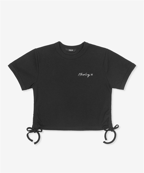 Hurley ハーレー 半袖 Tシャツ レディース クロップド丈 ショート丈 リブ リンガーシャツ サイドリボン ワンポイント ロゴ WCSS251028