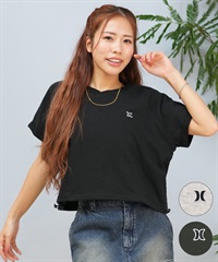 Hurley ハーレー 半袖 Tシャツ レディース クロップド丈 ショート丈 スウェット生地 ワンポイント ロゴ WCSS251056(BLK-FREE)