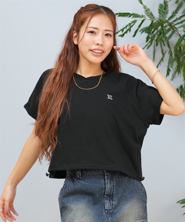 Hurley ハーレー 半袖 Tシャツ レディース クロップド丈 ショート丈 スウェット生地 ワンポイント ロゴ WCSS251056