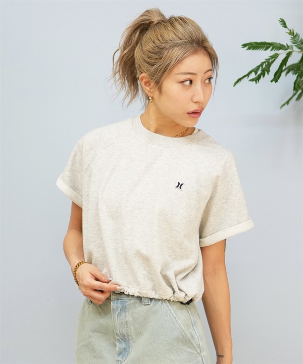 Hurley ハーレー 半袖 Tシャツ レディース クロップド丈 ショート丈 スウェット生地 ワンポイント ロゴ WCSS251056