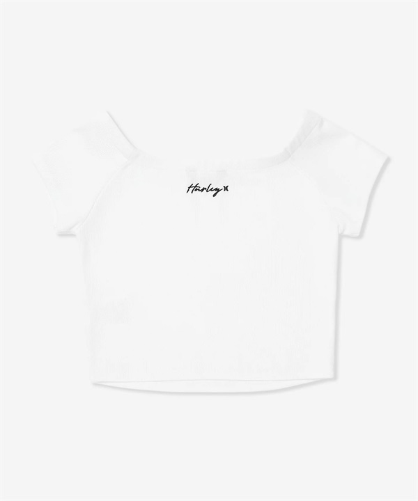 Hurley ハーレー 半袖 Tシャツ レディース クロップド丈 ショート丈 シンプル ロゴ RIB OFF SHOULDER TEE WCSS251057