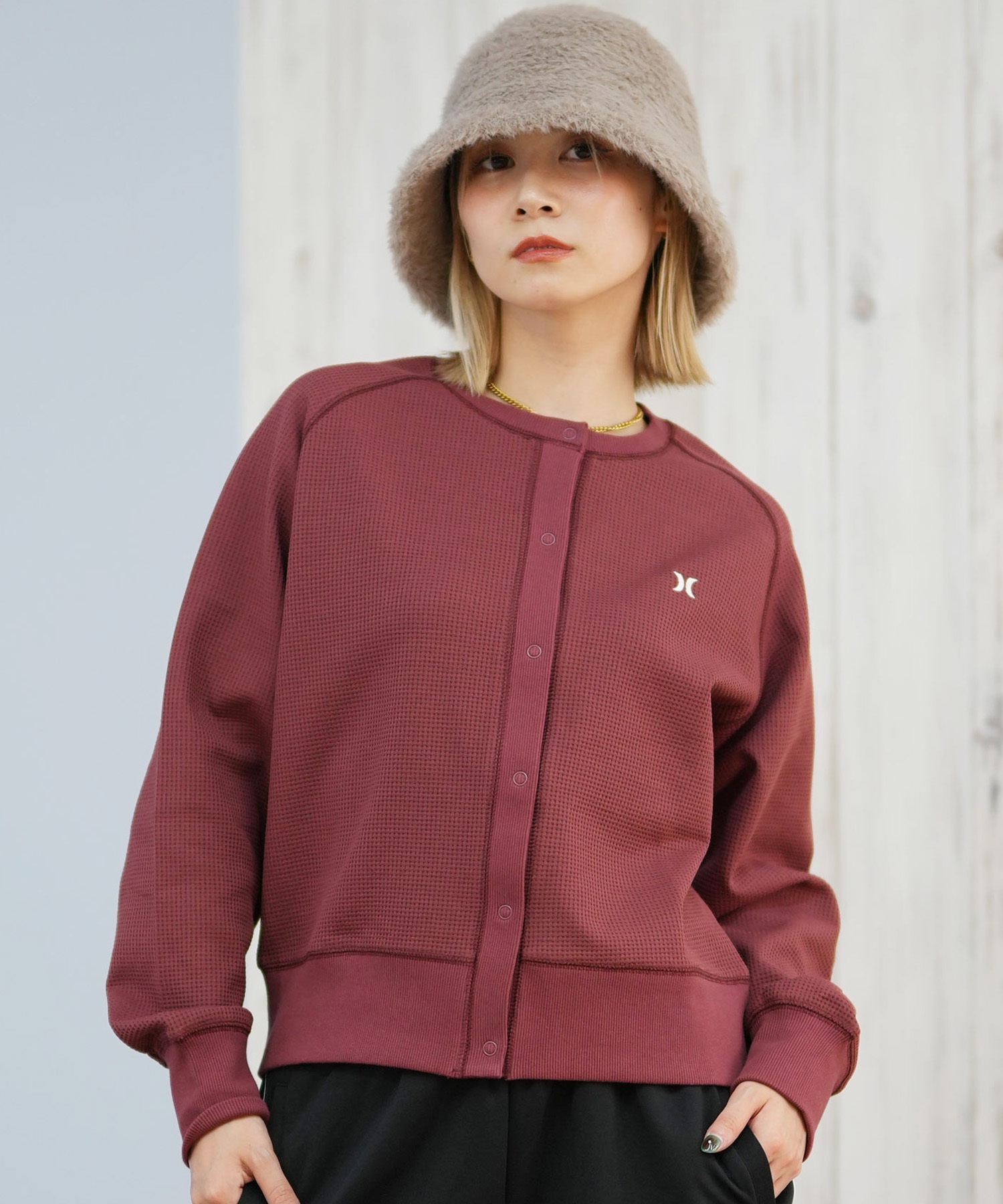 Hurley ハーレー カーディガン レディース シンプル ロゴ THERMAL CARDIGAN WCLS252047(MAR-M)
