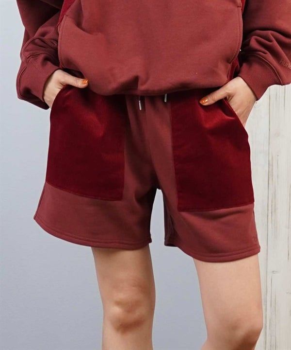 Hurley ハーレー ハーフパンツ ショートパンツ レディース ショーツ スウェット ロゴ 異素材ミックス 裏毛 セットアップ対応 WCWS252023