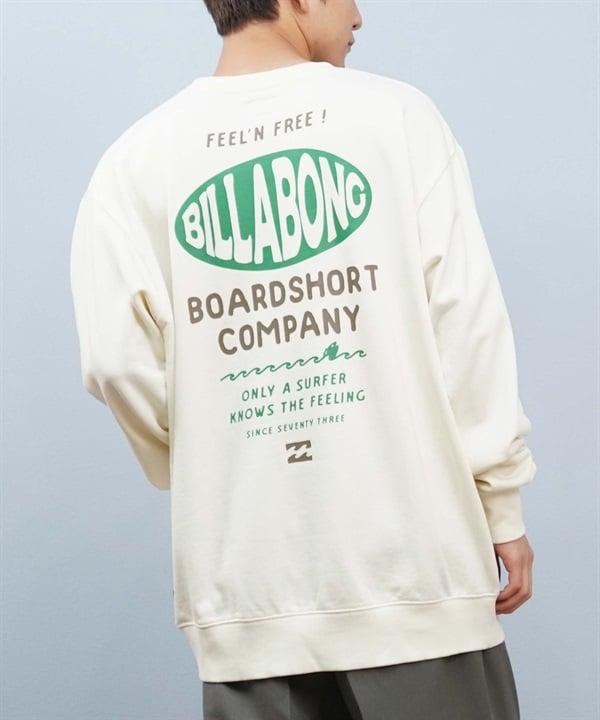 BILLABONG ビラボン トレーナー スウェット メンズ クルーネック ロゴ バックプリント 裏毛 ウォッシュ加工 ヴィンテージ風 FISHERMANS BF012-003