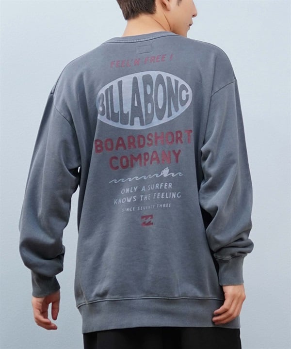 BILLABONG ビラボン トレーナー スウェット メンズ クルーネック ロゴ バックプリント 裏毛 ウォッシュ加工 ヴィンテージ風 FISHERMANS BF012-003
