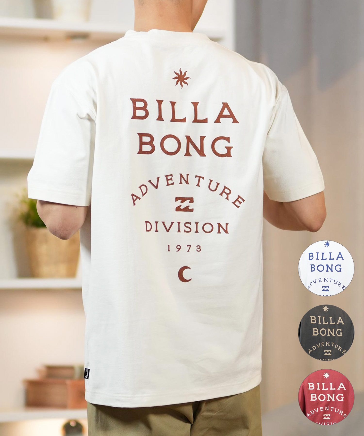 BILLABONG ビラボン 半袖 Tシャツ メンズ バックプリント ストレッチ オーバーサイズ SAHARA BF011-217(WHT-M)
