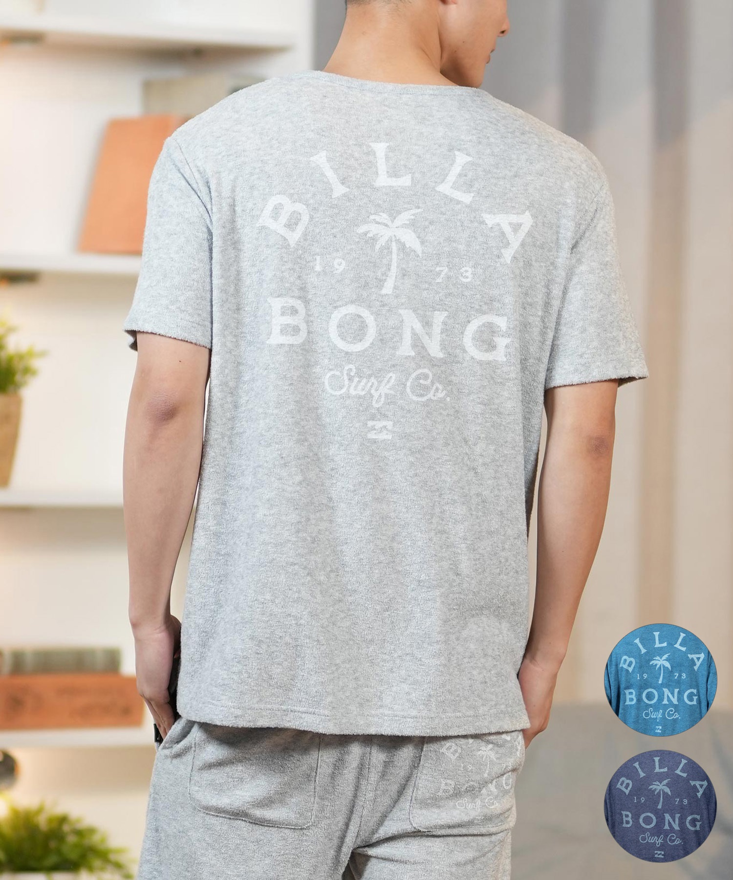 BILLABONG ビラボン 半袖 Tシャツ メンズ バックプリント パイル生地