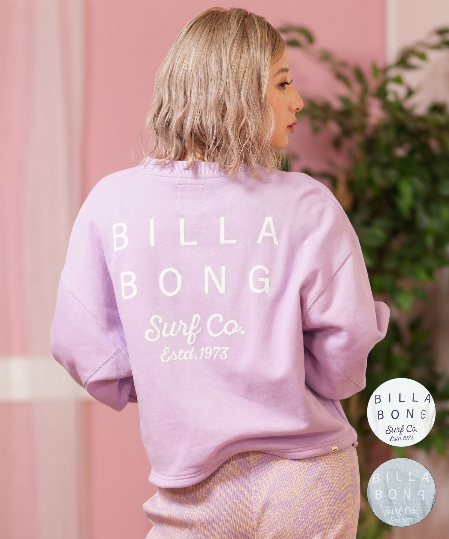BILLABONG ビラボン トレーナー レディース クルーネック スウェット バックプリント 裏毛 CLEAN LOGO SWEAT CREW BF013-002(SCS-M)