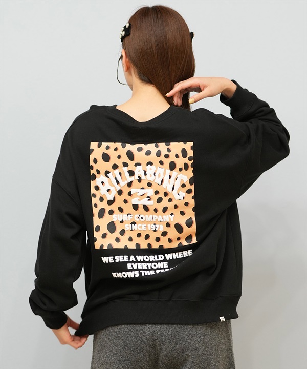 BILLABONG ビラボン トレーナー スウェット レディース クルーネック バックプリント 裏毛 SQUARE LOGO BOY FIT BF014-004