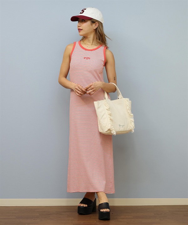 BILLABONG ビラボン ワンピース レディース リブ タンクトップ ロング丈 カップ付 ボーダー柄 BRA CUP RIB TANK ONEPIECE BF01C-351