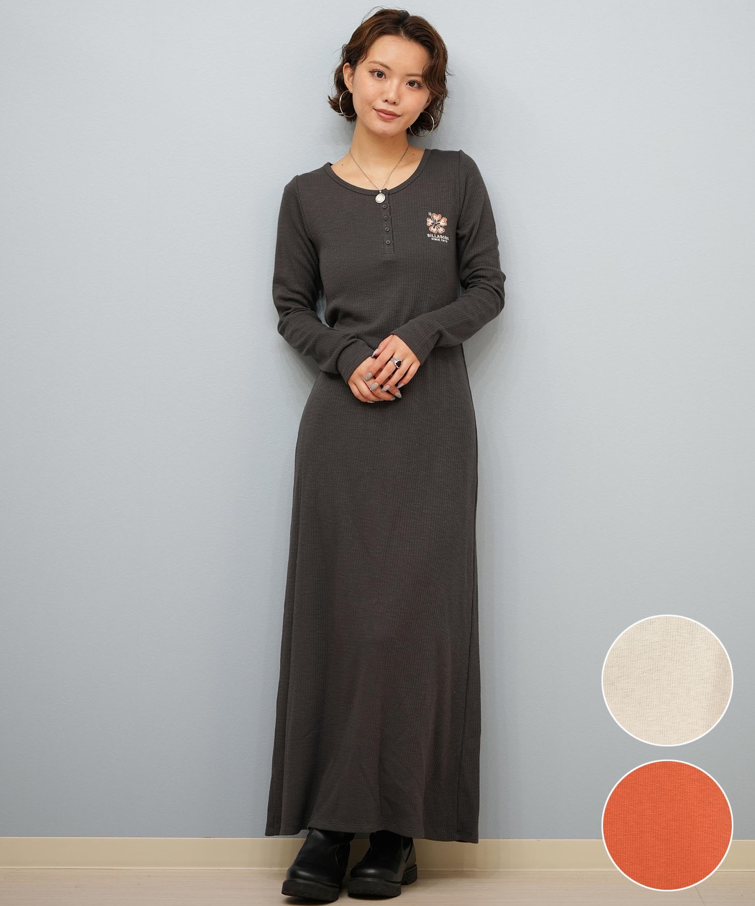 BILLABONG ビラボン ワンピース レディース 長袖 ロング丈 刺繍 BABY