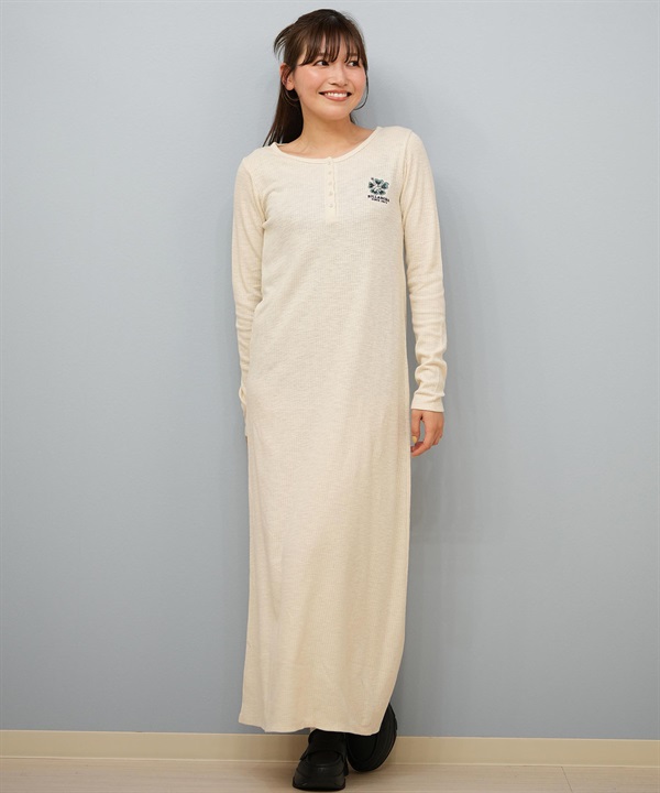 BILLABONG ビラボン ワンピース レディース 長袖 ロング丈 刺繍 BABY FIT LS TEE ONEPIECE BF014-350