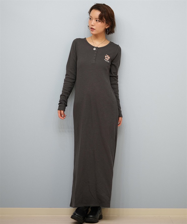 BILLABONG ビラボン ワンピース レディース 長袖 ロング丈 刺繍 BABY FIT LS TEE ONEPIECE BF014-350