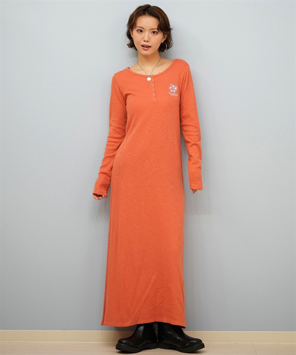 BILLABONG ビラボン ワンピース レディース 長袖 ロング丈 刺繍 BABY FIT LS TEE ONEPIECE BF014-350