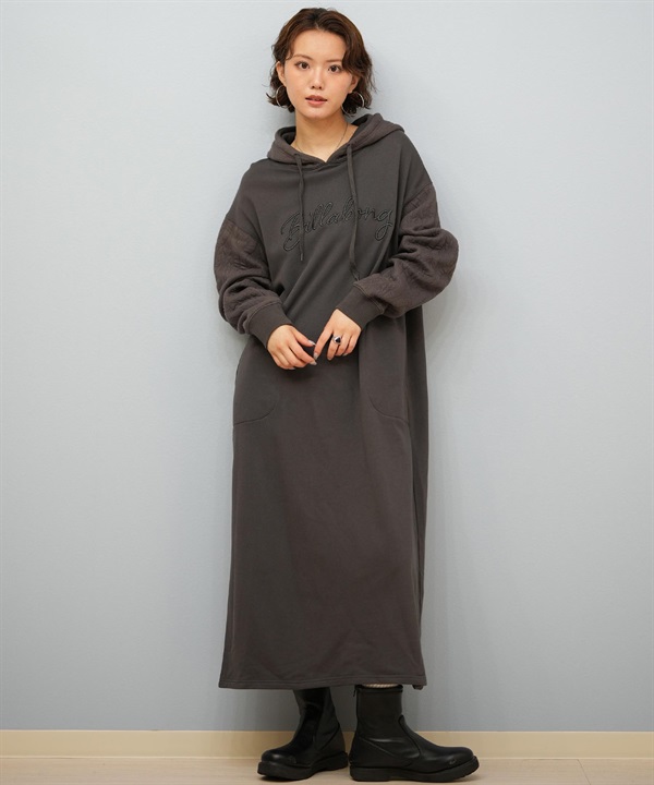 BILLABONG ビラボン ワンピース レディース パーカー ロング丈 フード QUILT MIX HOODED ONEPIECE BF014-352