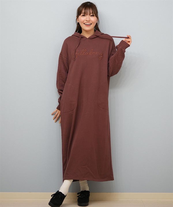 BILLABONG ビラボン ワンピース レディース パーカー ロング丈 フード QUILT MIX HOODED ONEPIECE BF014-352