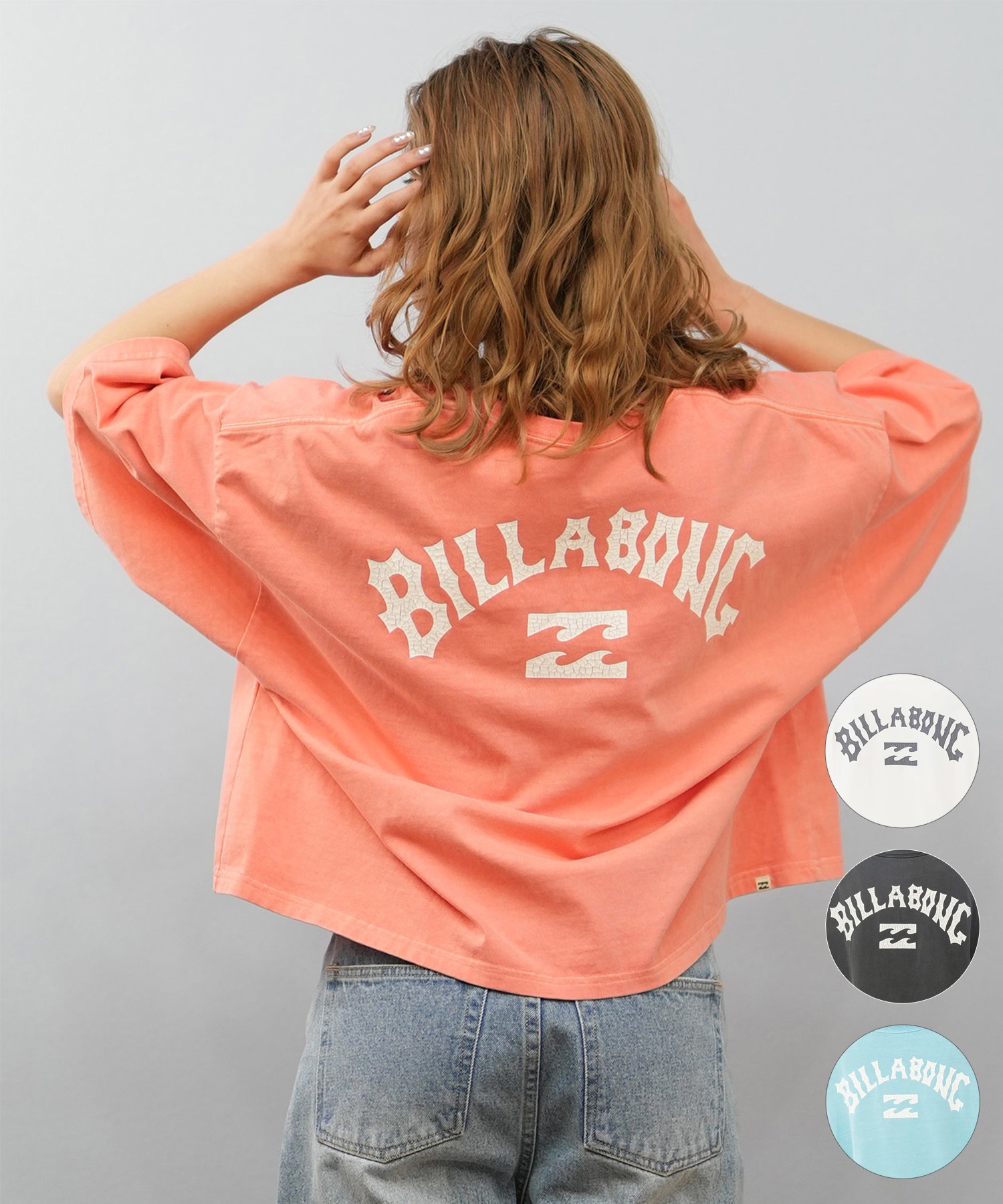 BILLABONG ビラボン 半袖 Tシャツ レディース バックプリント クロップド丈 ARCH LOGO PIGMENT WIDE LOOSE CROPPED TEE BF013-206(SCS-M)
