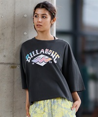 BILLABONG ビラボン 半袖 Tシャツ レディース フロントプリント クロップド丈 SUNSET ARCH LOOSE CROPPED TEE BF013-208(BLK-M)