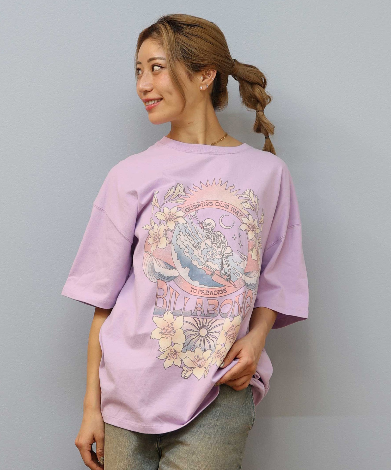 BILLABONG ビラボン 半袖 Tシャツ レディース フロントプリント オーバーサイズ GRAPHIC PRINT LOOSE TEE BF013-211(PGA0-M)