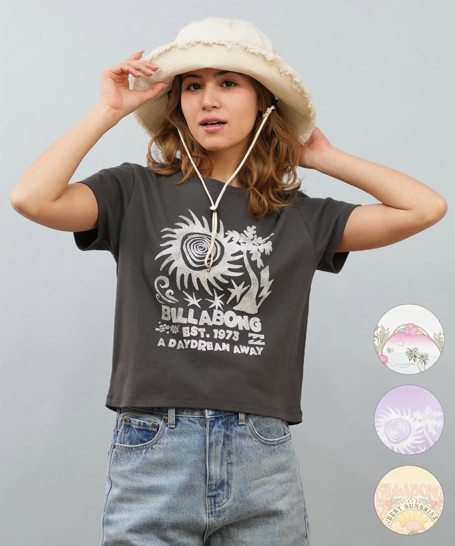 BILLABONG ビラボン 半袖 Tシャツ レディース ミニT フロントプリント クロップド丈 GRAPHIC BABY FIT TEE BF013-215(SCS-M)