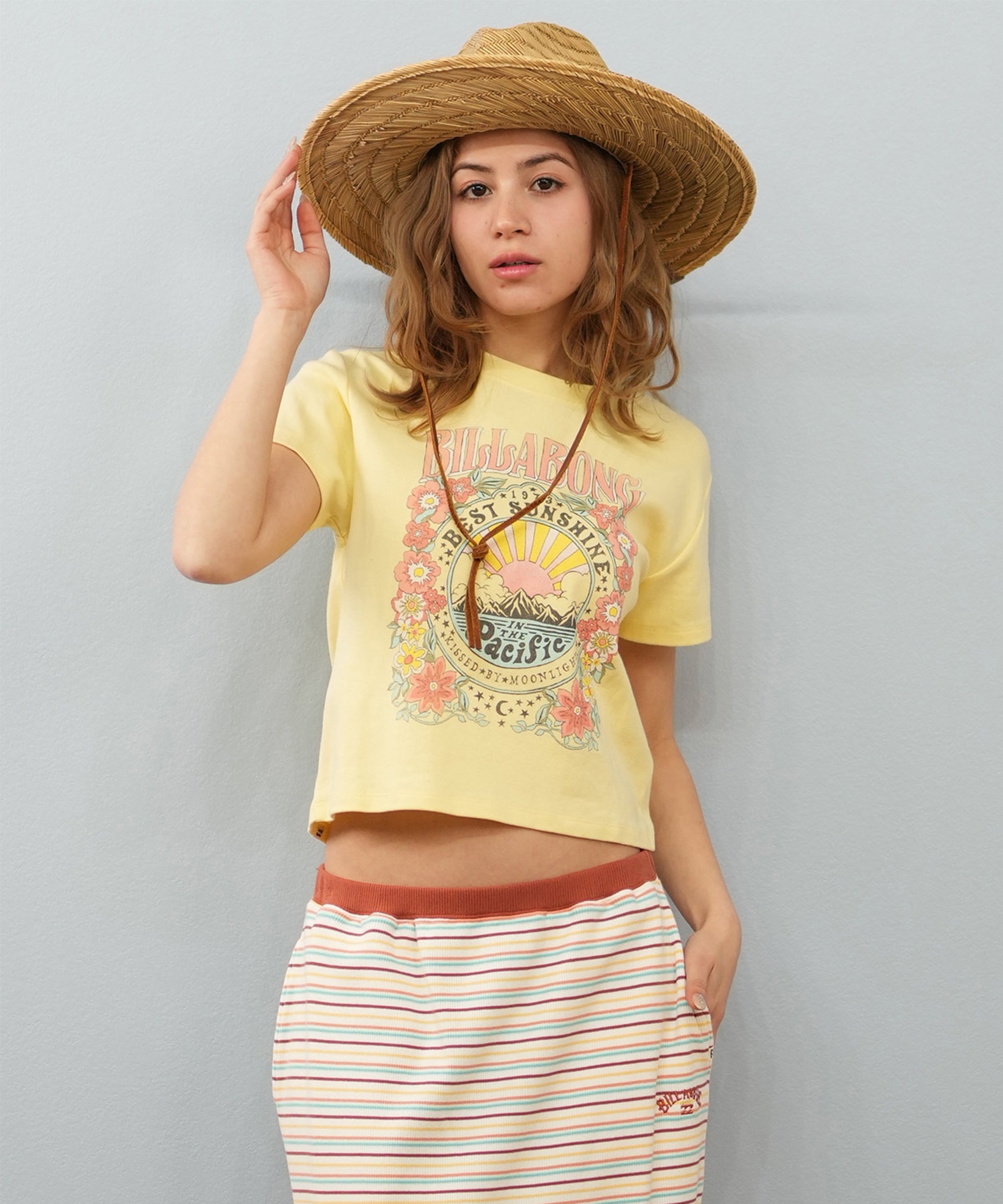 BILLABONG ビラボン 半袖 Tシャツ レディース ミニT フロントプリント クロップド丈 GRAPHIC BABY FIT TEE BF013-215(YFJ0-M)
