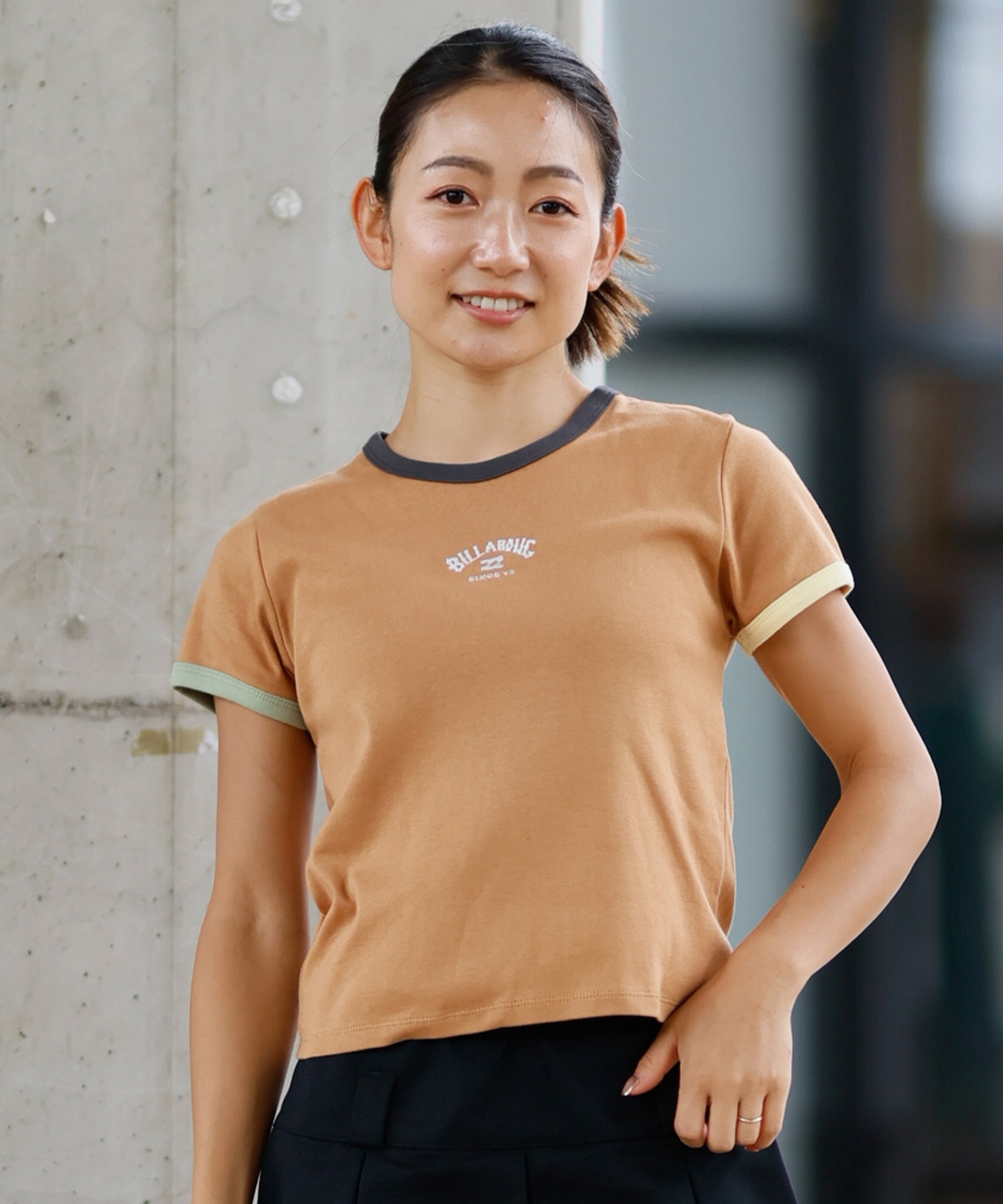 BILLABONG ビラボン 半袖 Tシャツ レディース ミニT クロップド丈 リンガーシャツ BF013-216(TLM0-M)