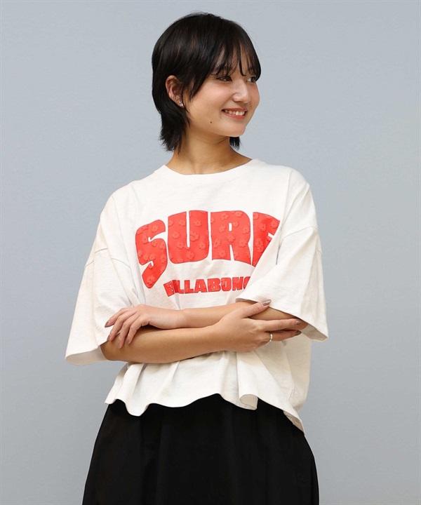 BILLABONG ビラボン 半袖 Tシャツ レディース クロップド丈 ショート丈 フロントプリント SURF WIDE LOOSE CROPPED TEE BF01C-204