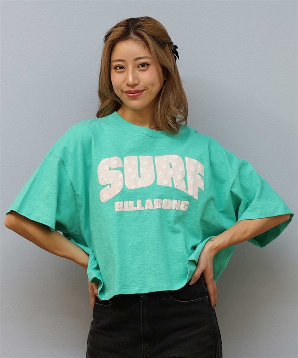 BILLABONG ビラボン 半袖 Tシャツ レディース クロップド丈 ショート丈 フロントプリント SURF WIDE LOOSE CROPPED TEE BF01C-204