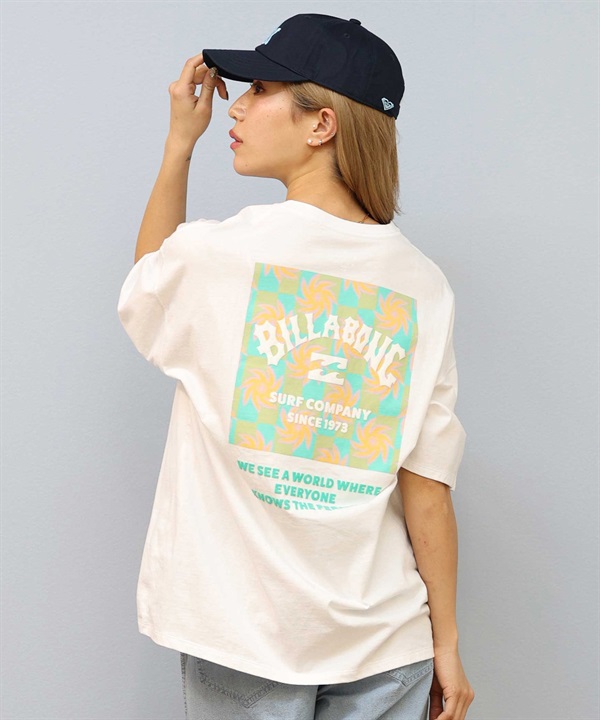 BILLABONG ビラボン 半袖 Tシャツ レディース バックプリント オーバーサイズ SQUARE LOGO LOOSE TEE BF01C-206