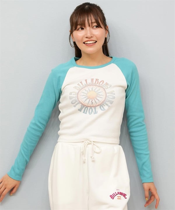 BILLABONG ビラボン 長袖 Tシャツ ロンT レディース ラグラン ショート丈 ベビーフィット GRAPHIC RAGLAN BABYFIT LS TEE BF014-056