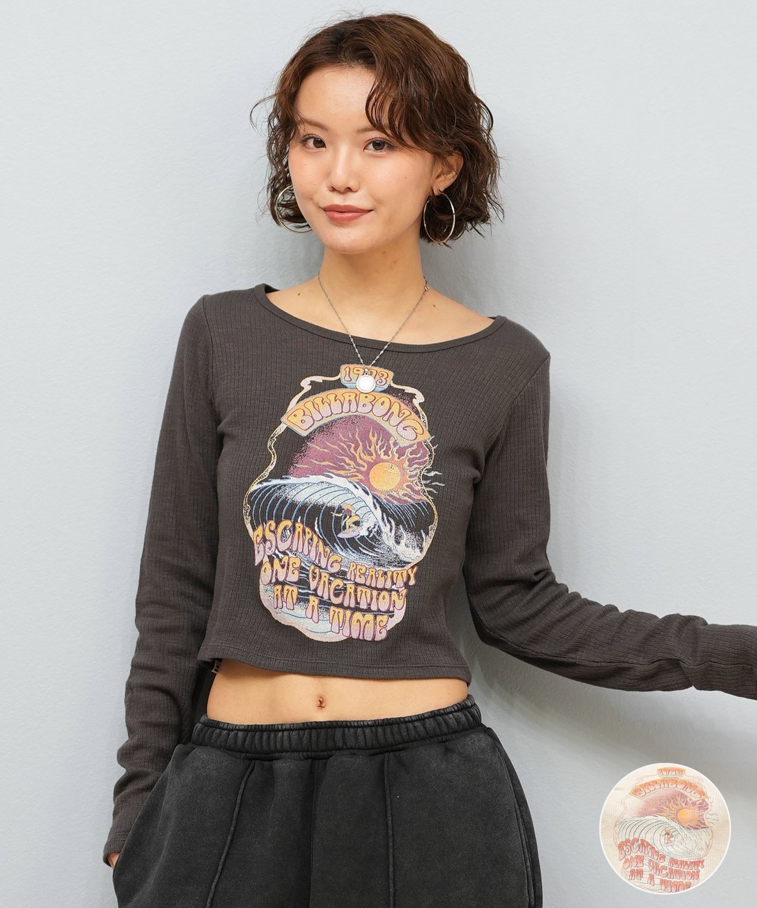 BILLABONG ビラボン 長袖 Tシャツ ロンT レディース ショート丈