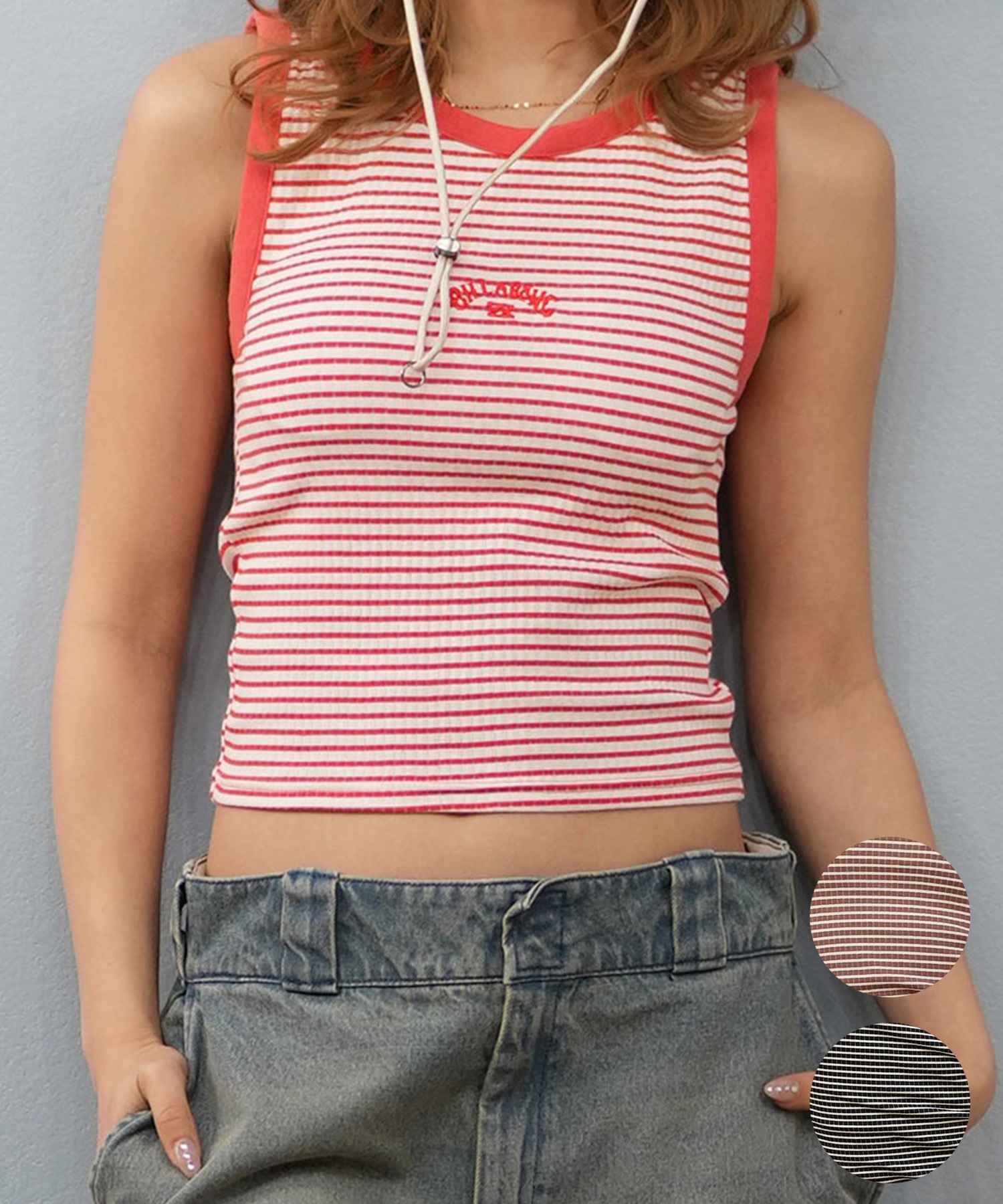 BILLABONG ビラボン タンクトップ レディース ボーダー ロゴ カップ