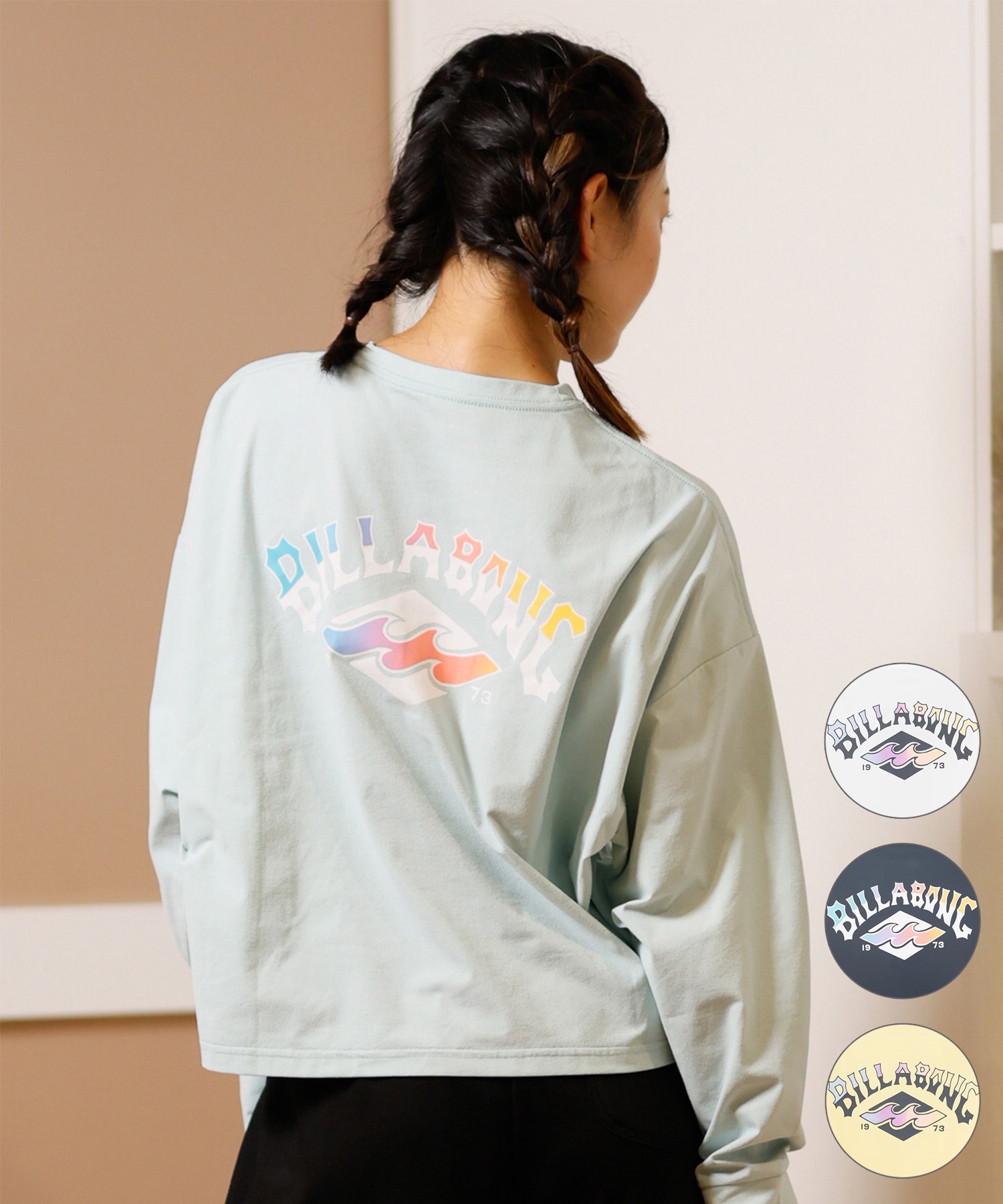 BILLABONG ビラボン 水着 レディース ラッシュガード 長袖 Tシャツ ロンT クロップド丈 ショート丈 水陸両用 UVカット BF013-857(WHT-M)