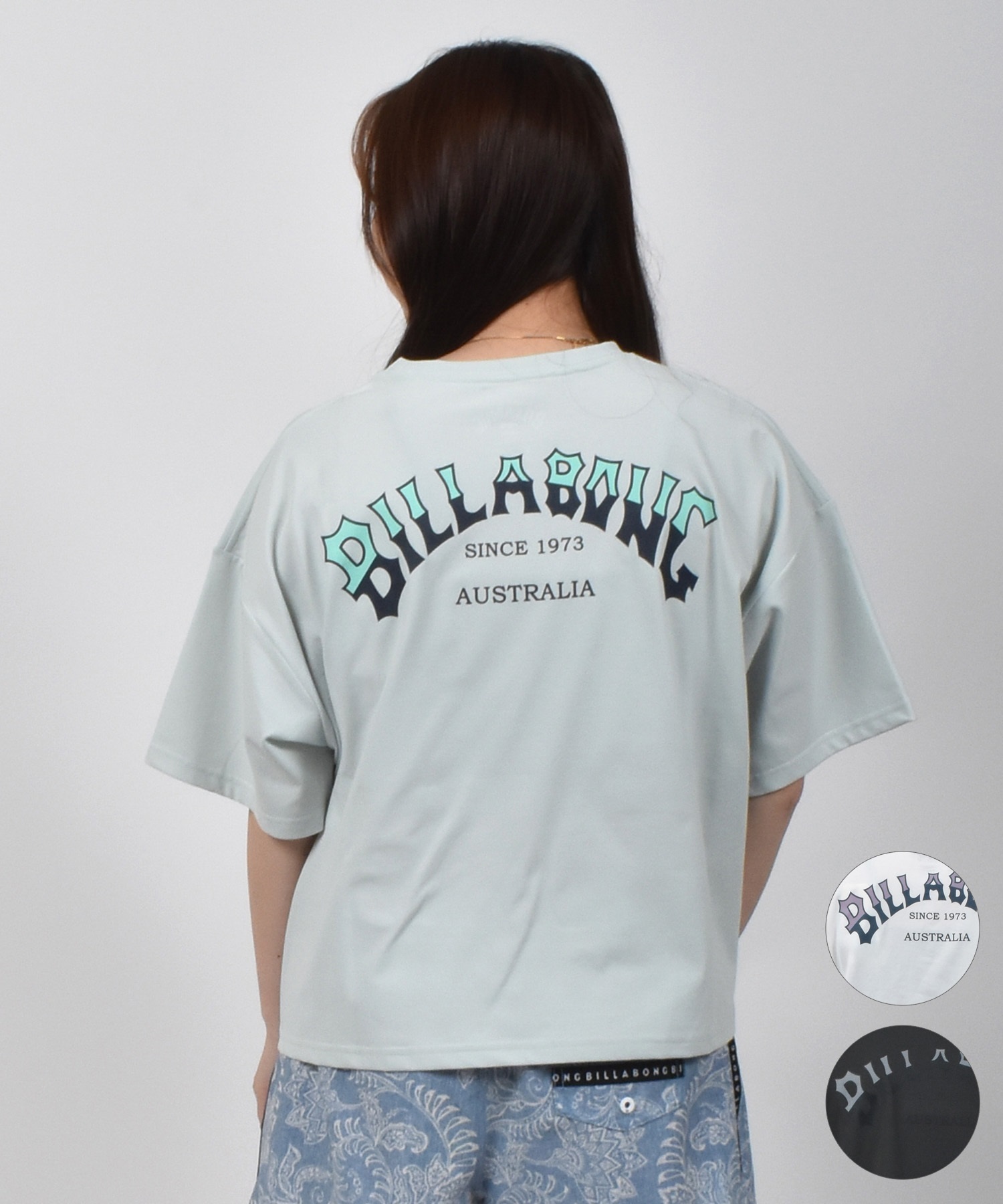 BILLABONG ビラボン 水着 ラッシュガード 半袖 Tシャツ レディース クロップド丈 バックプリント 水陸両用 UVカット BF01C-U02(RAV-M)