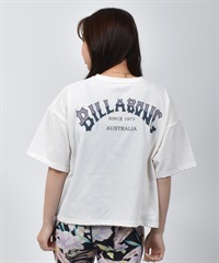BILLABONG ビラボン 水着 ラッシュガード 半袖 Tシャツ レディース クロップド丈 バックプリント 水陸両用 UVカット BF01C-U02(CRM-M)