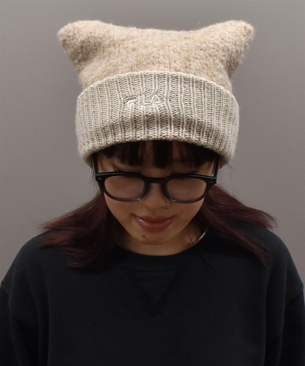 FILA フィラ ビーニー ニットキャップ ニット帽 帽子 猫耳 キャットニットワッチ FLU CAT KNIT WATCH 254013201